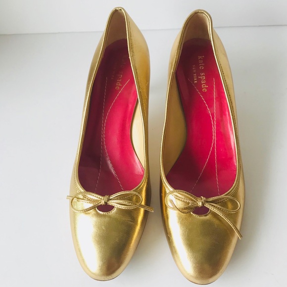 Kate spade Gold Leather Shoes Size 7B - Picture 3 of 8